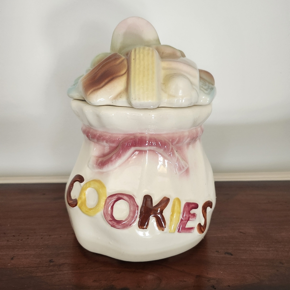 Vintage 1950s American Bisque Sack Of Cookies Cookie Jar